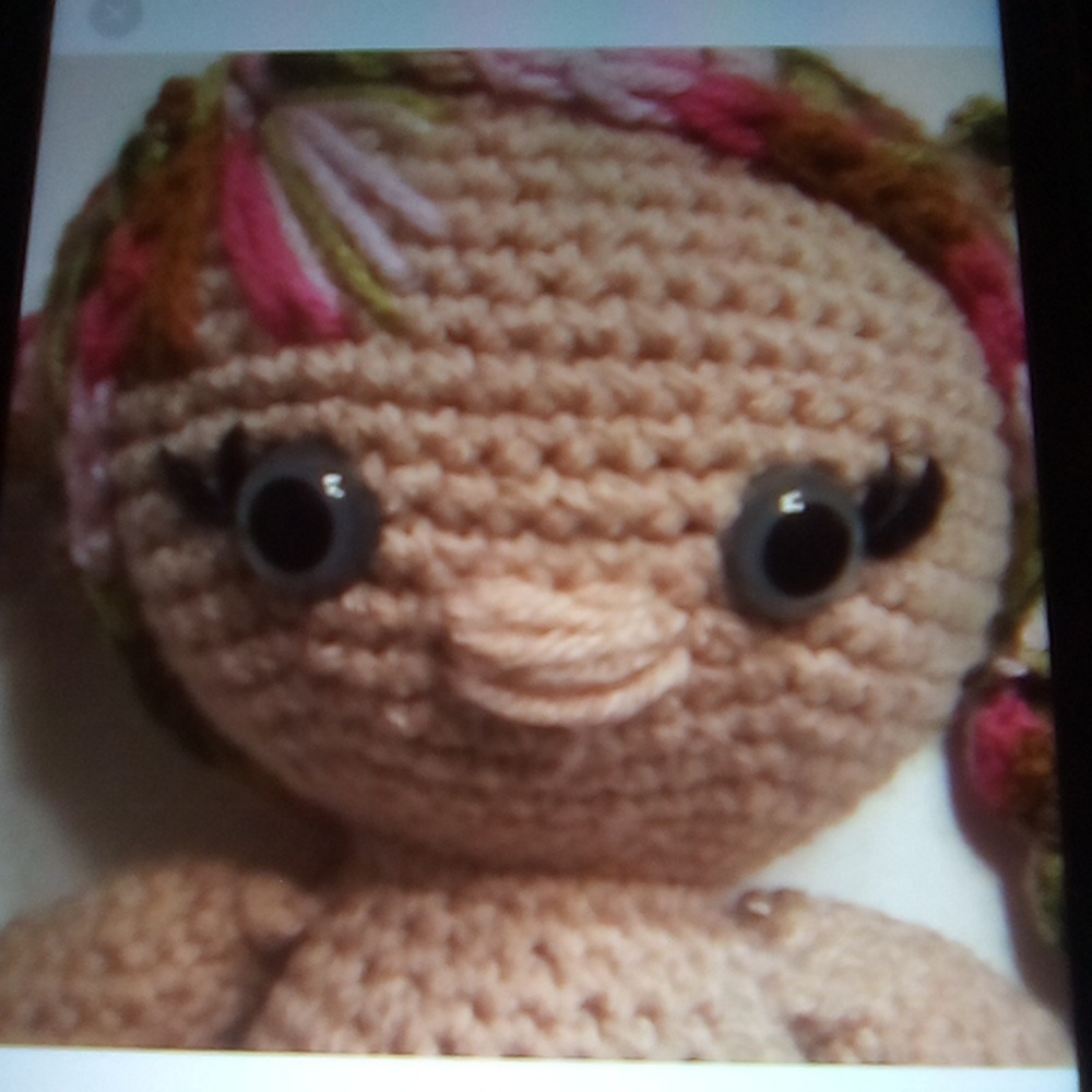 Handmade Crochet Doll with Multicolor Hair - Picture 6 of 6